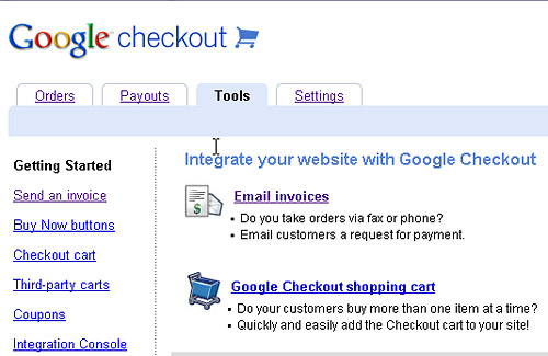 Log into Google Checkout