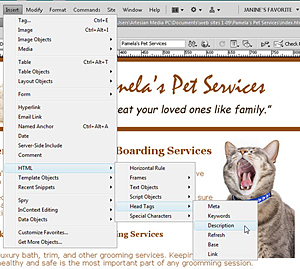 Pamela's Pet Services web site example