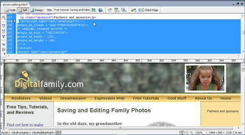 You Can't See Google Ads In Dreamweaver