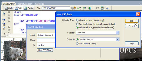 The New CSS Rule dialog